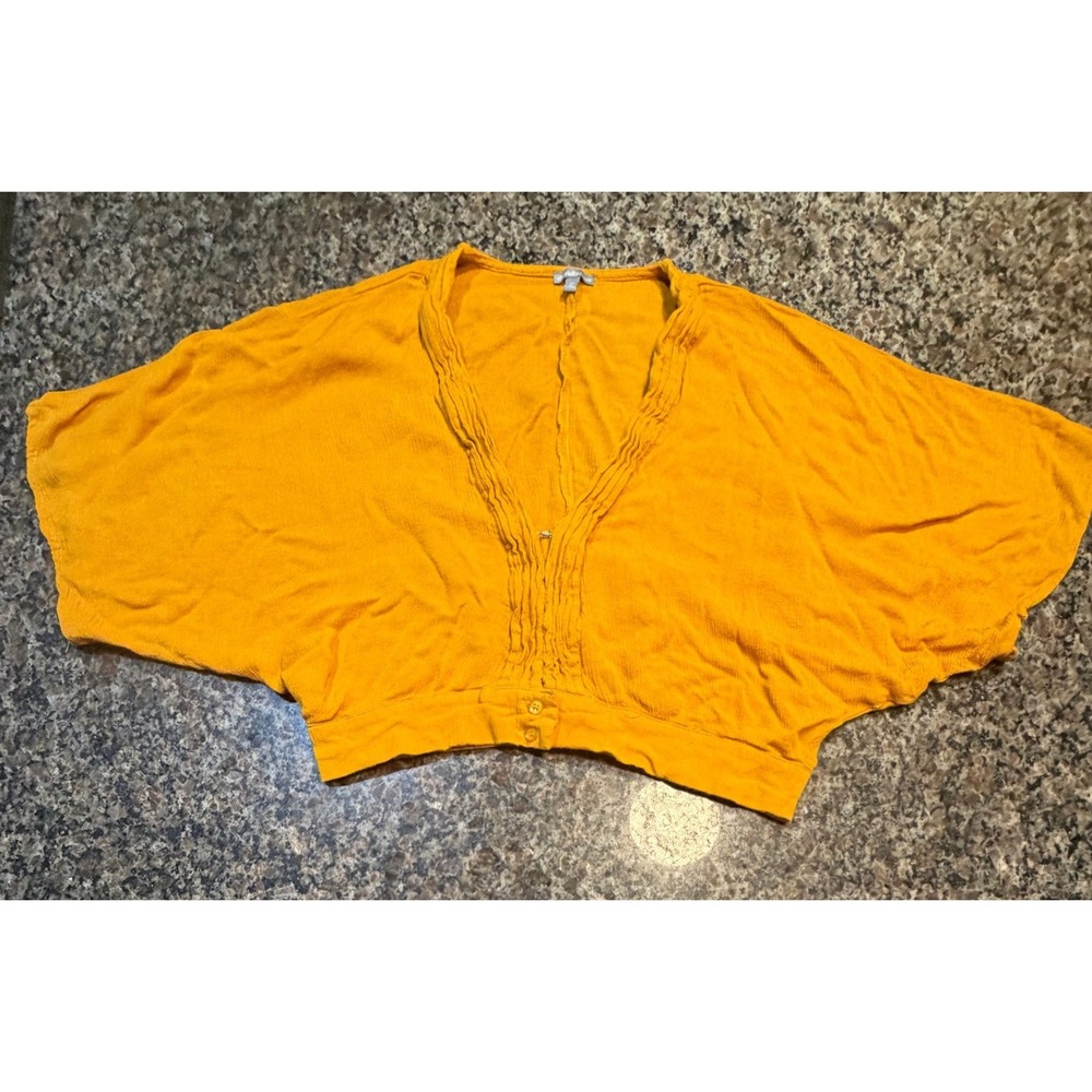 Charlotte Russe Mustard Yellow Batwing Sleeve V-Neck Crop Top Boho Womens Medium